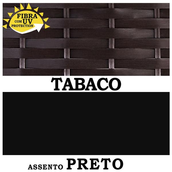 Imagem de Conjunto 1 Namoradeira e 2 Poltronas Assento Estofado e Mesa Navegantes - Preto Tabaco