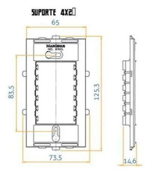 Imagem de Conjunto 1 Tecla Interruptor Simples 10A 250V Embutir Sleek Margirius Branco Brilho