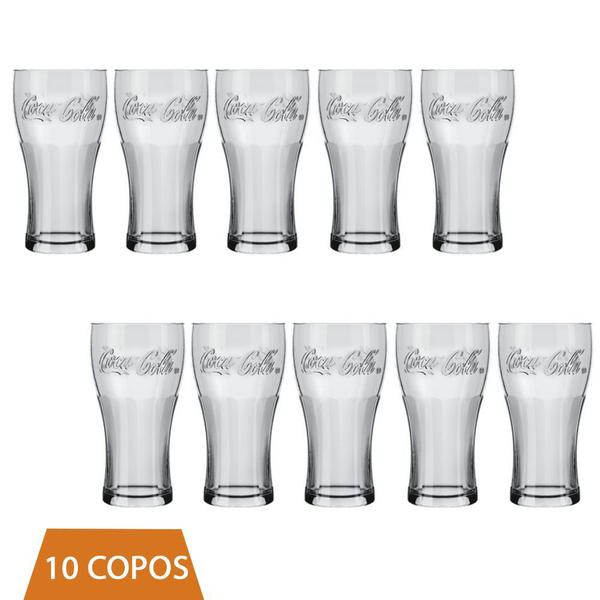 Imagem de Conjunto 10 Copo de Vidro 470ML Coca-Cola Transparente Nadir