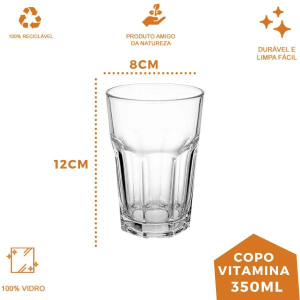 Imagem de Conjunto 10 Copos de Vidro 350ML ideal para Suco e Vitaminas