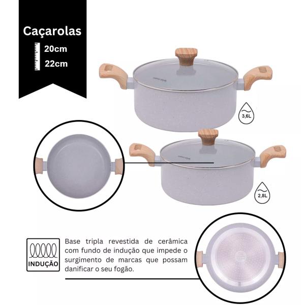 Conjunto 10 Peças Mimo Pratic Grafite Fogão a Gás Indução Vitrocerâmico Panela Caçarola Frigideira Leiteira 3 Utensilios - Mimo Style Imagem de Conjunto 10 Peças Mimo Pratic Grafite Fogão a Gás Indução Vitrocerâmico Panela Caçarola Frigideira Leiteira 3 Utensilios
