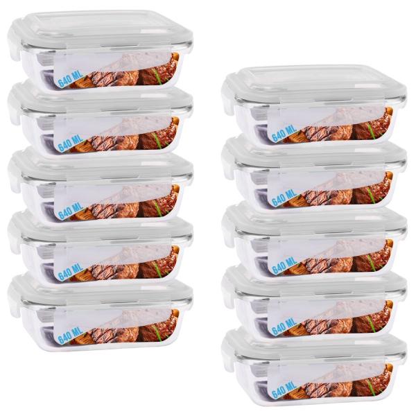 Conjunto 10 Potes 640ml Vidro Hermético 4 Travas Casa Linda Conjunto 10 Potes 640ml Vidro Hermético 4 Travas Casa Linda