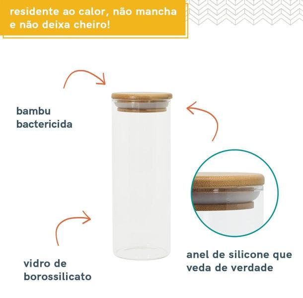 Imagem de Conjunto 10 Potes Vidro Herméticos Tampa De Bambu - Oikos