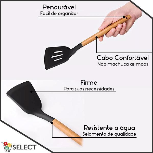 Imagem de Conjunto 11 Peças E Suporte Utensílios De Cozinha Silicone