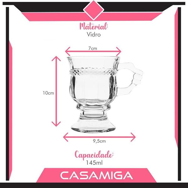 Imagem de Conjunto 12 Canecas Café Chá Líbano Vidro Class Home 145Ml