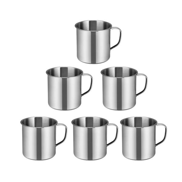 Imagem de Conjunto 12 Canecas Design Liso Inox Prático Cozinha Chá Água Café