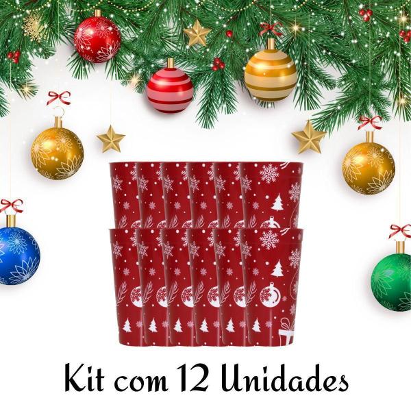 Imagem de Conjunto 12 Copo Decoração De Natal Reutilizáveis Envio Já