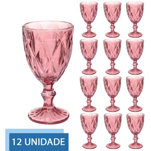 Imagem de Conjunto 12 Copos Lilás Taças Diamante Para Agua Vinho 300ml