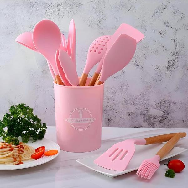 Imagem de Conjunto 12 Peças Utensílios Cozinha Silicone Com Suporte Luatek LCC-2320