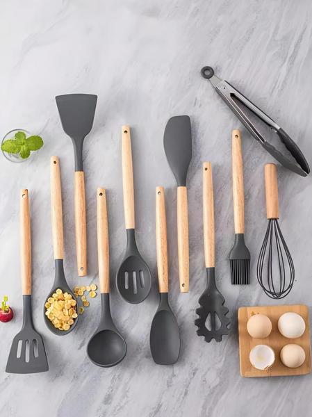 Imagem de Conjunto 12 Peças Utensílios Cozinha Silicone Com Suporte Luatek LCC-2320