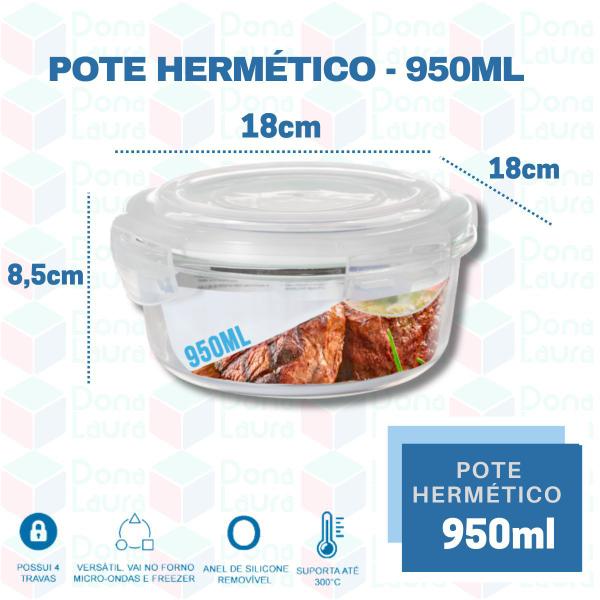 Imagem de Conjunto 12 Potes 950ml Vidro Hermético Marmita Forno Airfryer