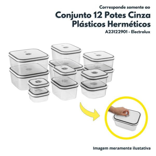 Imagem de Conjunto 12 Potes Plásticos Herméticos Cinza Electrolux A23122901 Kit 12 Potes Originais Electrolux