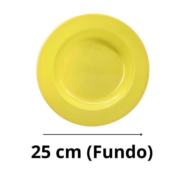 Imagem de Conjunto 12 Pratos Melamina Fundo 25cm Amarelo Restaurante