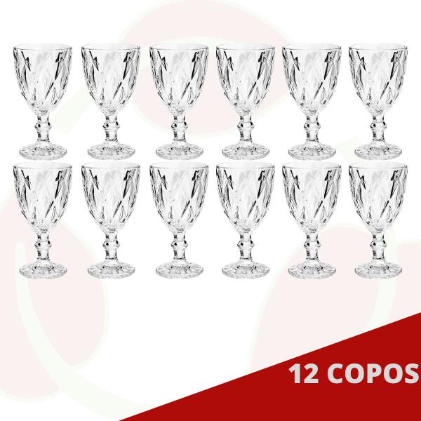 Imagem de Conjunto 12 Taça Bico De Jaca Diamante Transparente 300ml