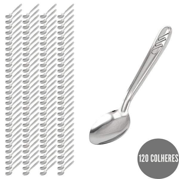 Imagem de Conjunto 120 Talheres Inox Polido Colher Buffet Bar Almoço