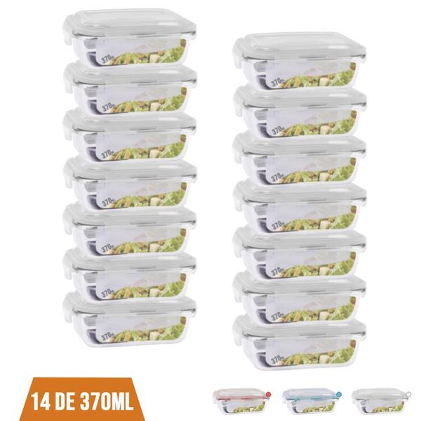 Imagem de Conjunto 14 Potes com 370ml Vidro Hermético Marmita Fitness