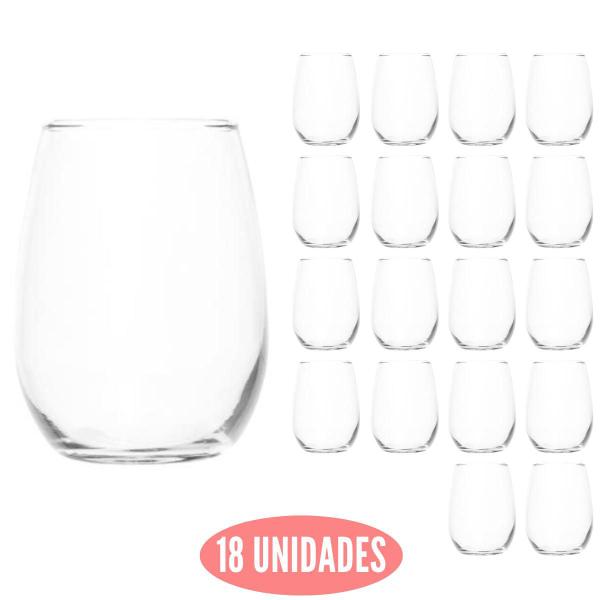 Imagem de Conjunto 18 Copos Vidro 450ml California Redondo Transparente