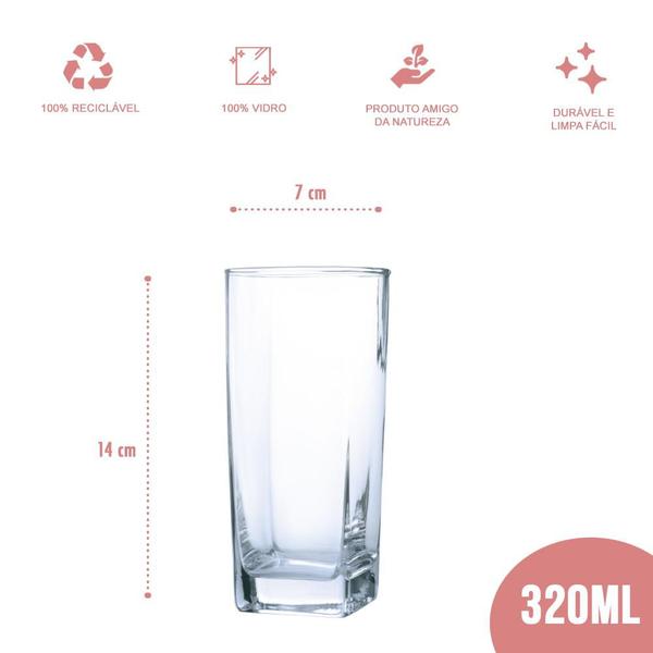 Imagem de Conjunto 18 Copos Vidro Bali Transparente 320 ml Casa Linda