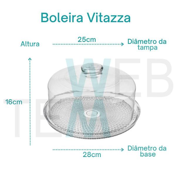 Imagem de Conjunto 2 Boleiras de Vidro com e sem Pé e Tampa Vitazza Prato 28cm para Bolo, Doce, Festa, Decoração, Organização, Mesa Posta Elegante e Sustentável