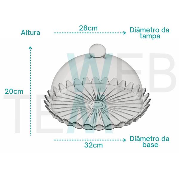 Imagem de Conjunto 2 Boleiras de Vidro Sem Pé e Tampa de Vidro P e G Pétalas de Jasmin Vitazza: Prato 24cm e 32cm, Suporte para Bolos, Doces, Festas, Mesa Posta