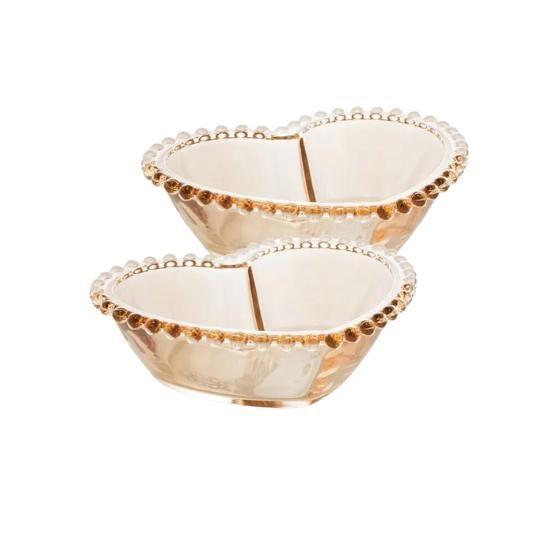 Imagem de Conjunto 2 Bowls Cristal Coracao Pearl Ambar 15x13x5cm 280ml