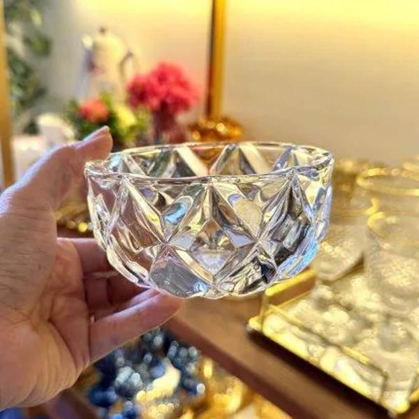 Imagem de Conjunto 2 Bowls de Cristal Diamond Lyor 270ml para Frutas Petiscos Potinhos Decorativos