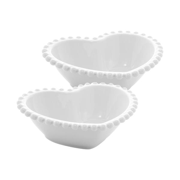 Imagem de Conjunto 2 Bowls Porcelana Coração Beads Branco 15x13x5cm