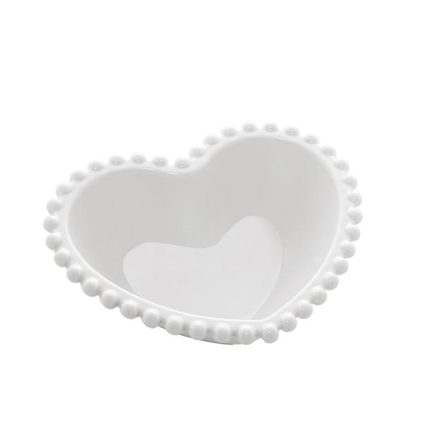 Conjunto 2 Bowls Porcelana Coração Beads Branco 15X13X5Cm - Bon Gourmet Imagem de Conjunto 2 Bowls Porcelana Coração Beads Branco 15X13X5Cm