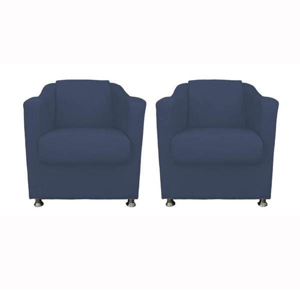 Imagem de Conjunto 2 Cadeira Decorativa Tila Quarto Sued Azul Escuro - Kimi Design