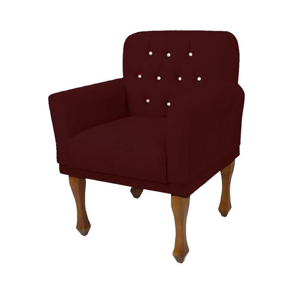 Imagem de Conjunto 2 Cadeira Poltrona Estofada Com Botões de Strass Anitta Suede Vermelho Bordo LM DECOR