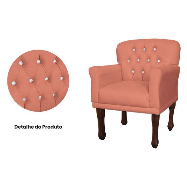 Imagem de Conjunto 2 Cadeira Poltrona Estofada Decorativa Salão Anitta Suede Coral DL Decor