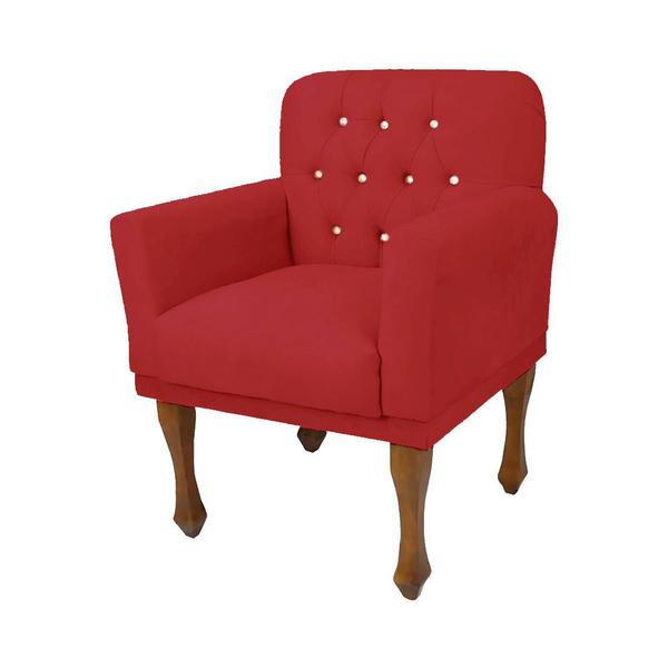 Imagem de Conjunto 2 Cadeira Poltrona Estofada Decorativa Salão Anitta Suede Vermelho DL Decor