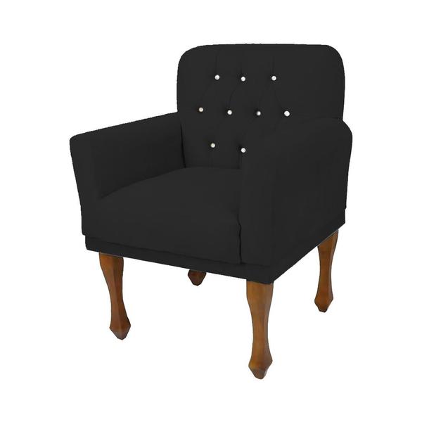 Imagem de Conjunto 2 Cadeira Poltrona Estofada Para Sala de Visitas Anitta Corano Preto DL Decor