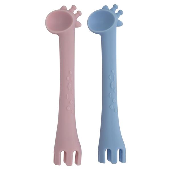 Imagem de Conjunto 2 Colheres de Silicone Girafas KaBaby Rosa