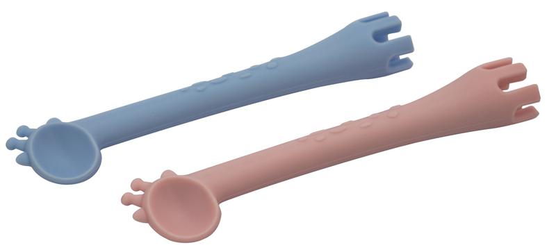 Imagem de Conjunto 2 Colheres de Silicone Girafas KaBaby Rosa