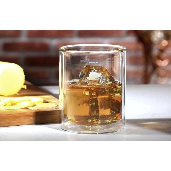 Imagem de Conjunto 2 Copos de Whisky de Parede Dupla Drink Suporta Calor Frio 300ml Bugatti