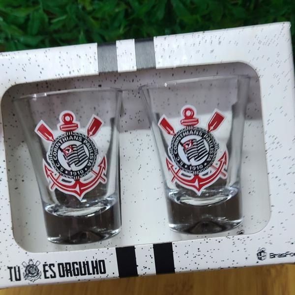 Conjunto 2 Copos Dose Corinthians, Presente Cachaça Cor Transparente - BrasfooT Imagem de Conjunto 2 Copos Dose Corinthians, Presente Cachaça Cor Transparente