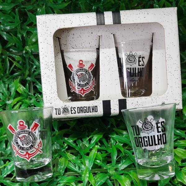 Imagem de Conjunto 2 Copos Dose Corinthians, Presente Cachaça Cor Transparente