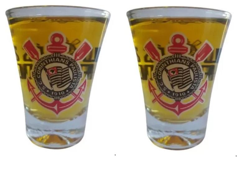 Conjunto 2 Copos Dose Corinthians, Presente Cachaça Cor Transparente - BrasfooT Imagem de Conjunto 2 Copos Dose Corinthians, Presente Cachaça Cor Transparente