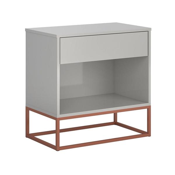 Imagem de Conjunto 2 Criados OffWhite P/ Quarto Estilo Industrial Base de Ferro Cobre