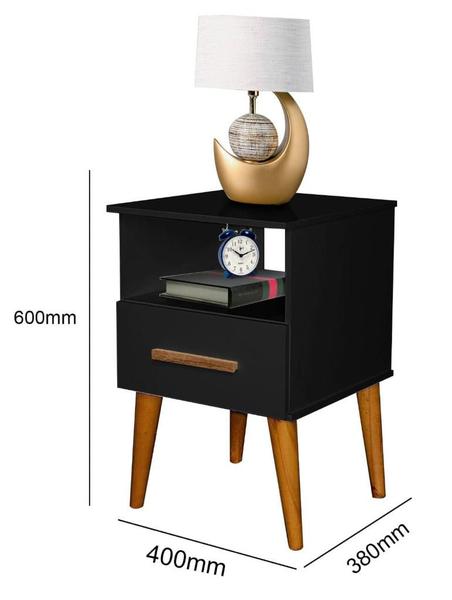 Imagem de conjunto 2 (DUAS) Mesas de Cabeceira criado pix Retrô 1 Gaveta - Gkmoveis
