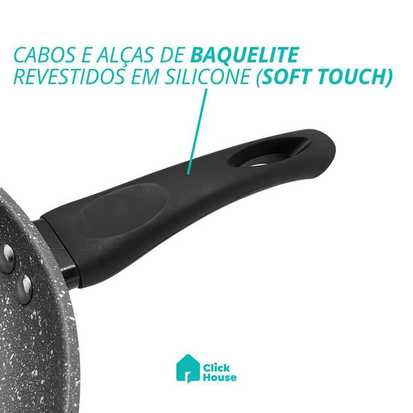Conjunto 2 Frigideira Indução Revestimento Cerâmica Antiaderente Não Gruda Frita Sem Óleo 20 cm - CLICK HOUSE Imagem de Conjunto 2 Frigideira Indução Revestimento Cerâmica Antiaderente Não Gruda Frita Sem Óleo 20 cm