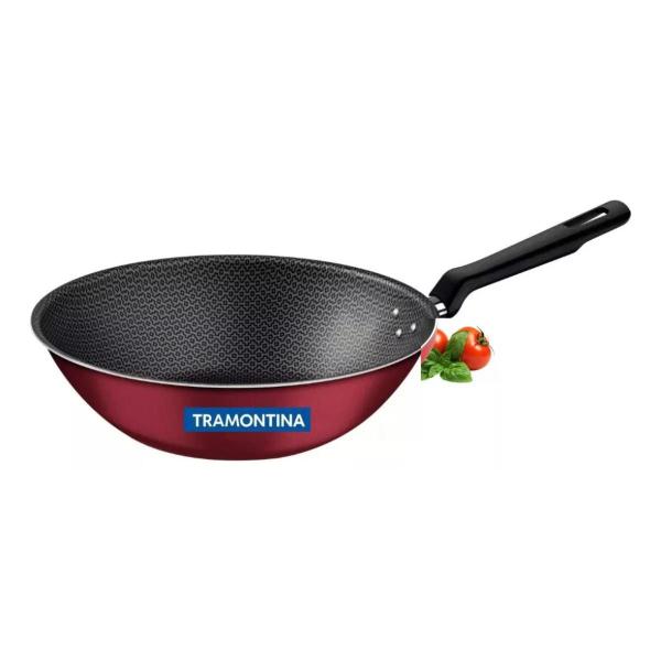 Imagem de Conjunto 2 Frigideiras Tramontina Wok Antiaderente Alumínio Cor Vermelho 24 Cm e 24 Cm Sem Óleo