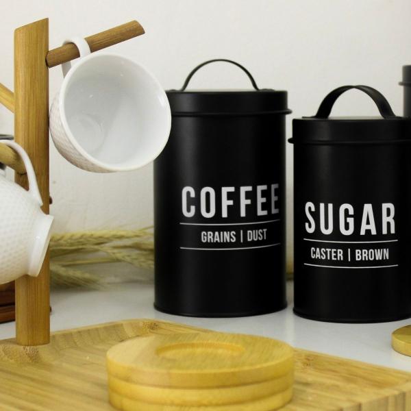 Imagem de Conjunto 2 Latas Em Aço Para Mantimentos Café e Açucar