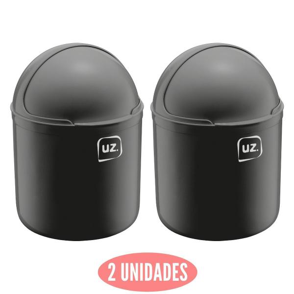 Imagem de Conjunto 2 Lixeiras c Tampa p Escritorio Gourmet Preto 4L