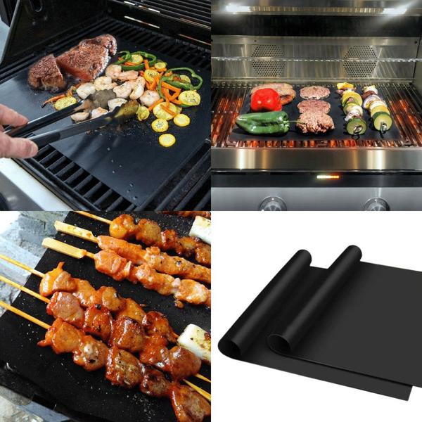 Imagem de Conjunto 2 Mantas Grill em Teflon Antiaderente Para Assar Carnes Legumes na Churrasqueira Sem Gordura Reduz Fumaça