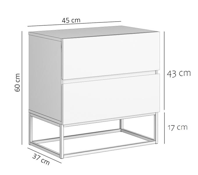 Imagem de Conjunto 2 Mesa de Cabeceira Estilo Industrial 2 Gavetas Eros 45 Base de Ferro Preta Moderna Para Lateral de Cama