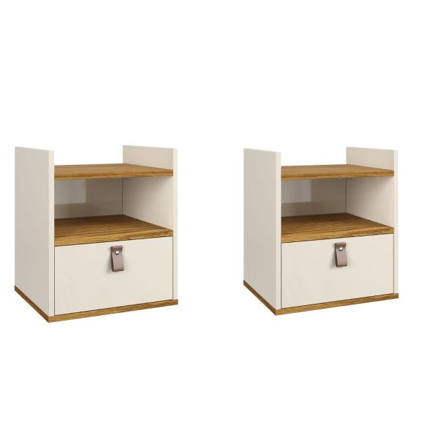 Imagem de Conjunto 2 mesa de cabeceira Flow Suspensa/Pés Com Gaveta Nicho Decorativa Quarto- Cores Disponivel