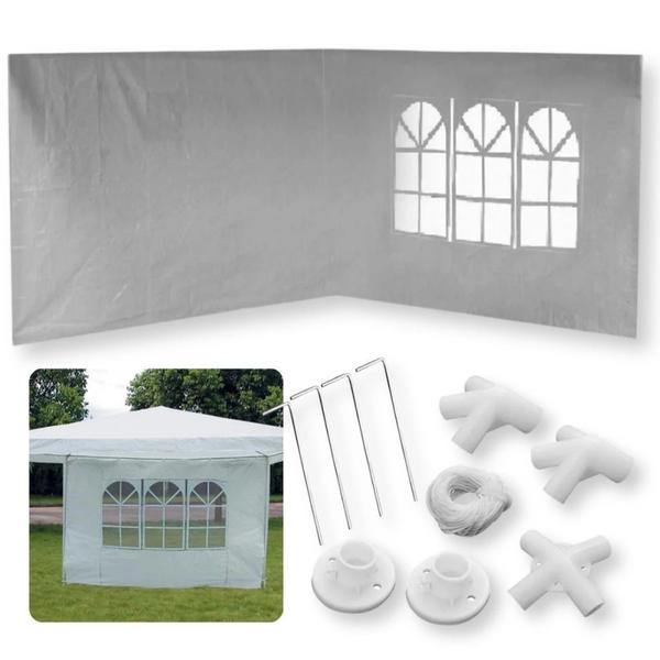 Imagem de Conjunto 2 Paredes + Kit Conectores para Gazebo Tenda 3x3 Metros  Mor 