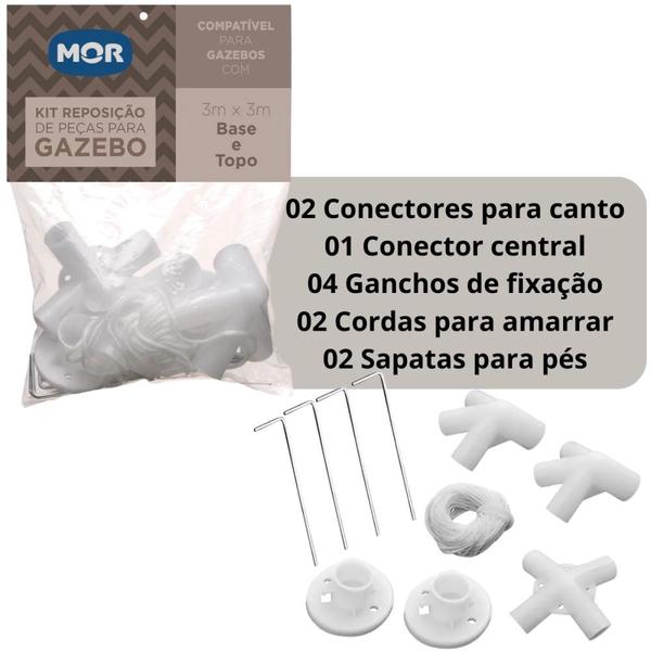 Imagem de Conjunto 2 Paredes + Kit Conectores para Gazebo Tenda 3x3 Metros  Mor 